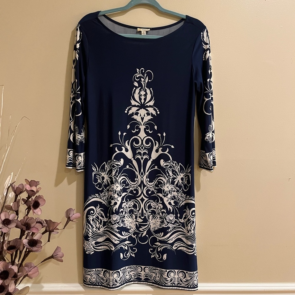 Elegant Navy and White Dress